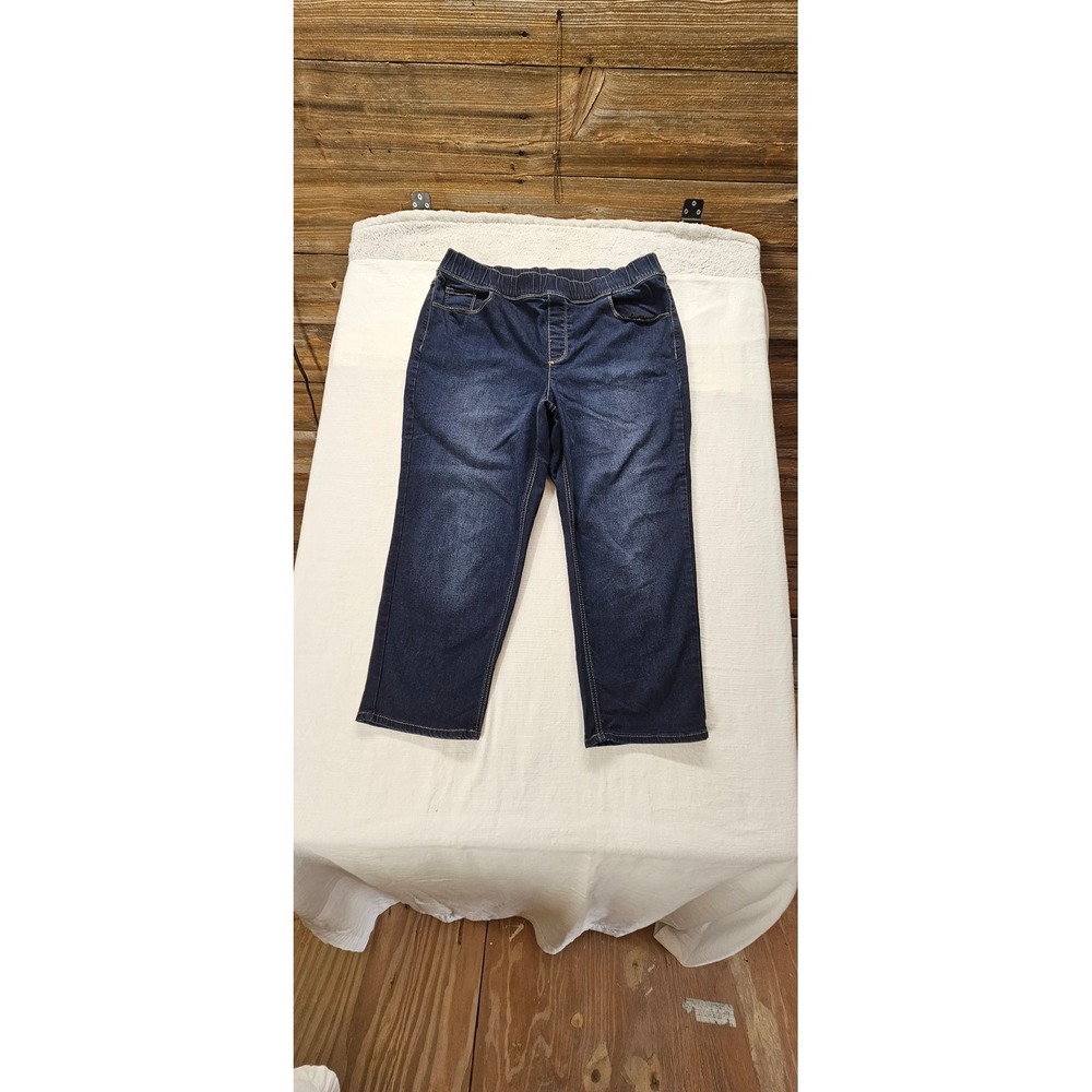Cato Classic Womens Dark Wash Pull On Cropped Jeggings Size 14 Denim Pants